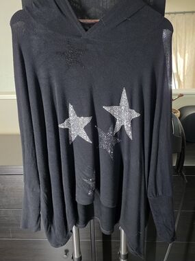 Lauren Moshi Black Hoodie With Stars